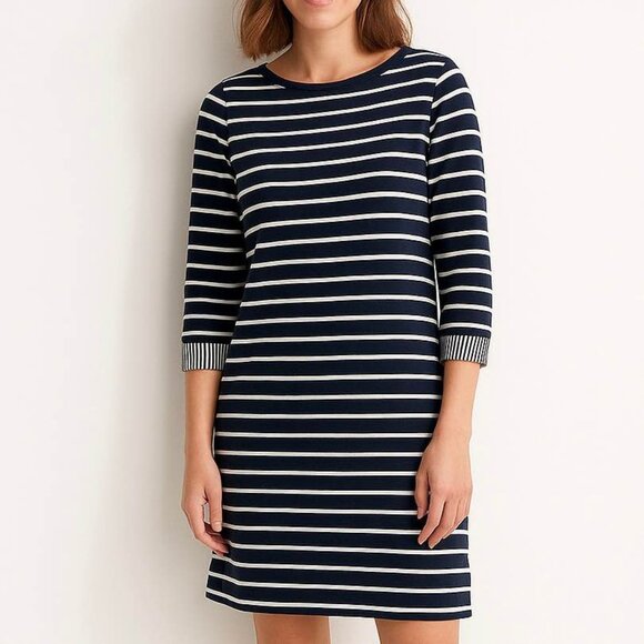 Boden Dresses & Skirts - Boden Navy Striped Casual Luxe Preppy Cotton Long Sleeve Coastal Dress [size S]